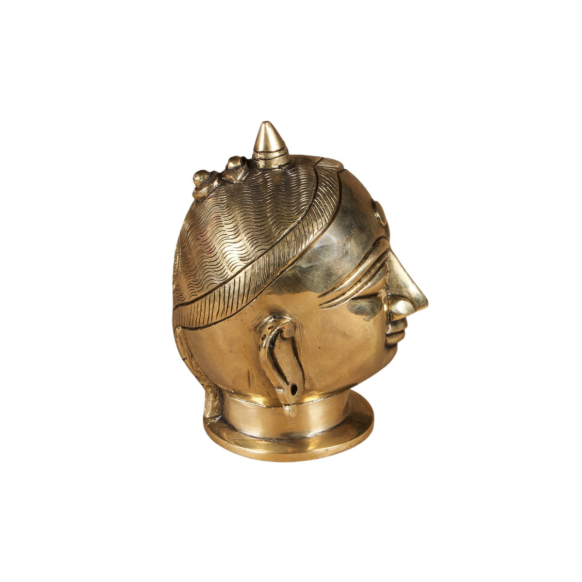 Hand-Cast Brass Folk Head Sculpture by Studio Vastu