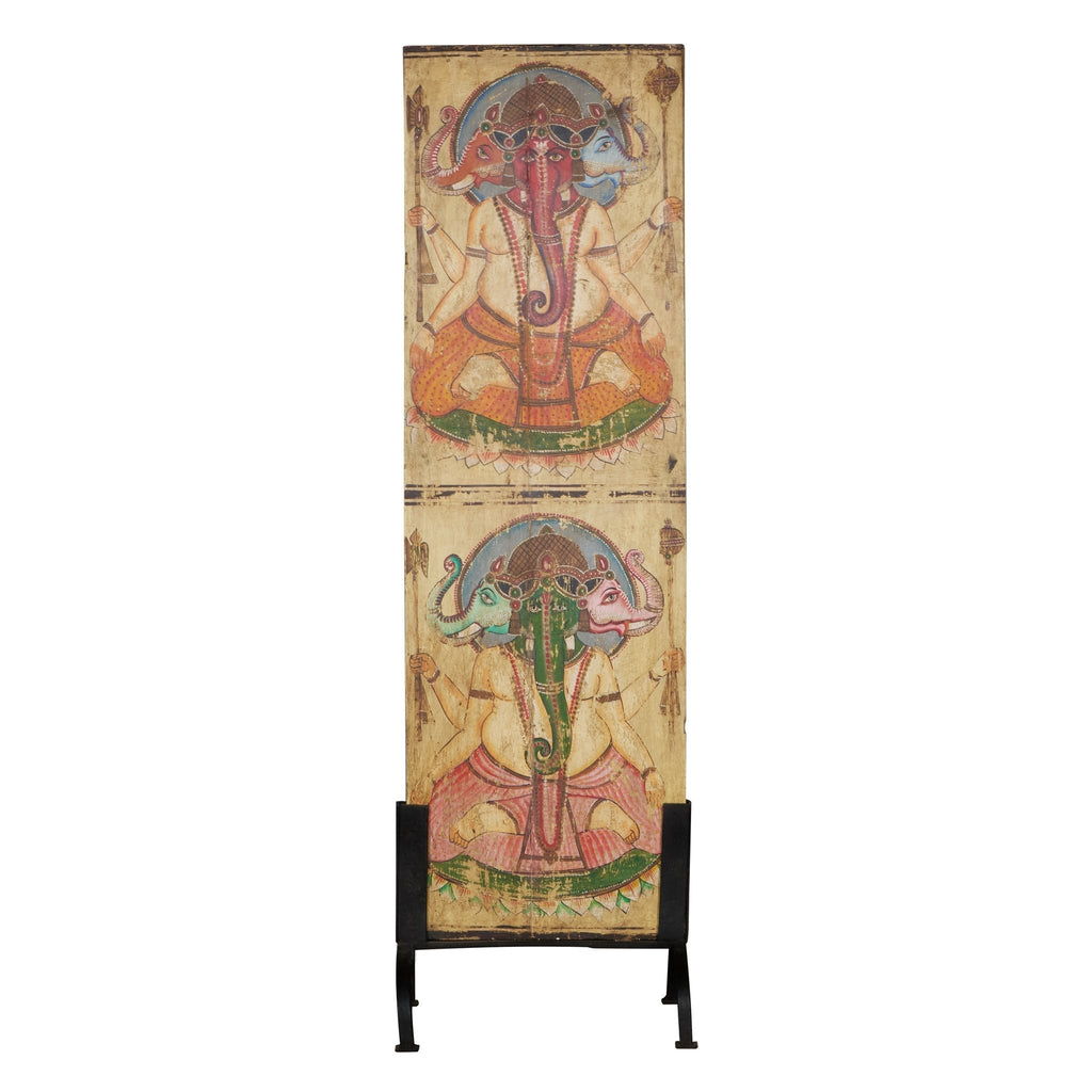 Hand-Painted Ganesha Wood Panel by Studio Vastu