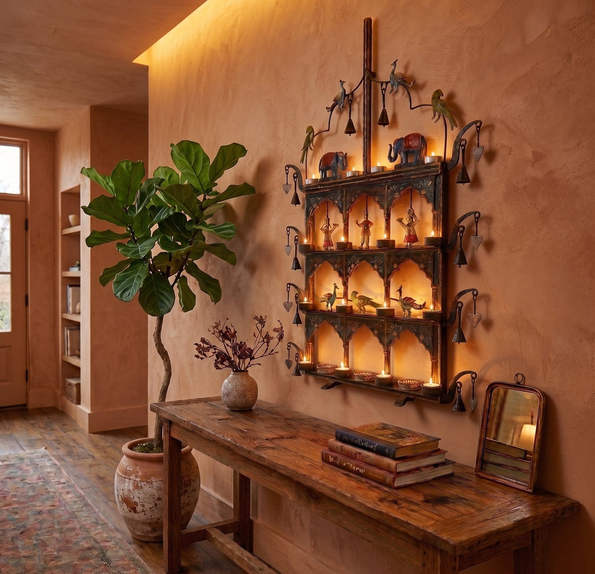 Hand-Painted Iron Jharokha-Style Accent Toran by Studio Vastu