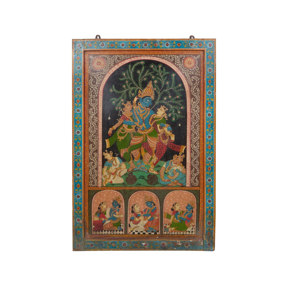 Hand-Painted Krishna and Gopis Wall Panel by Studio Vastu