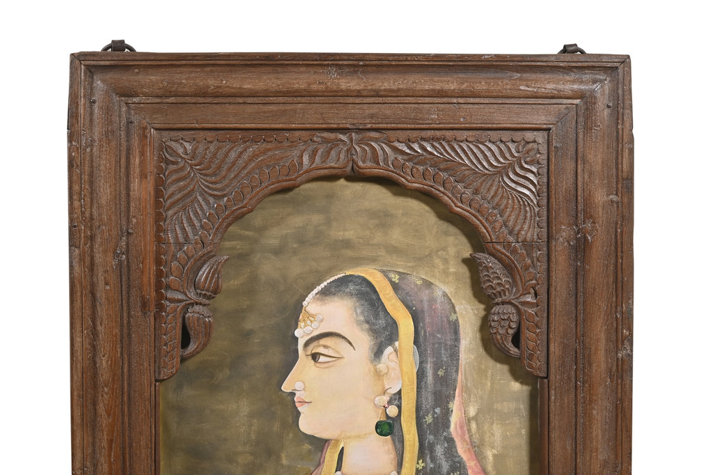 Hand-Painted Lady with Cup Wall Art