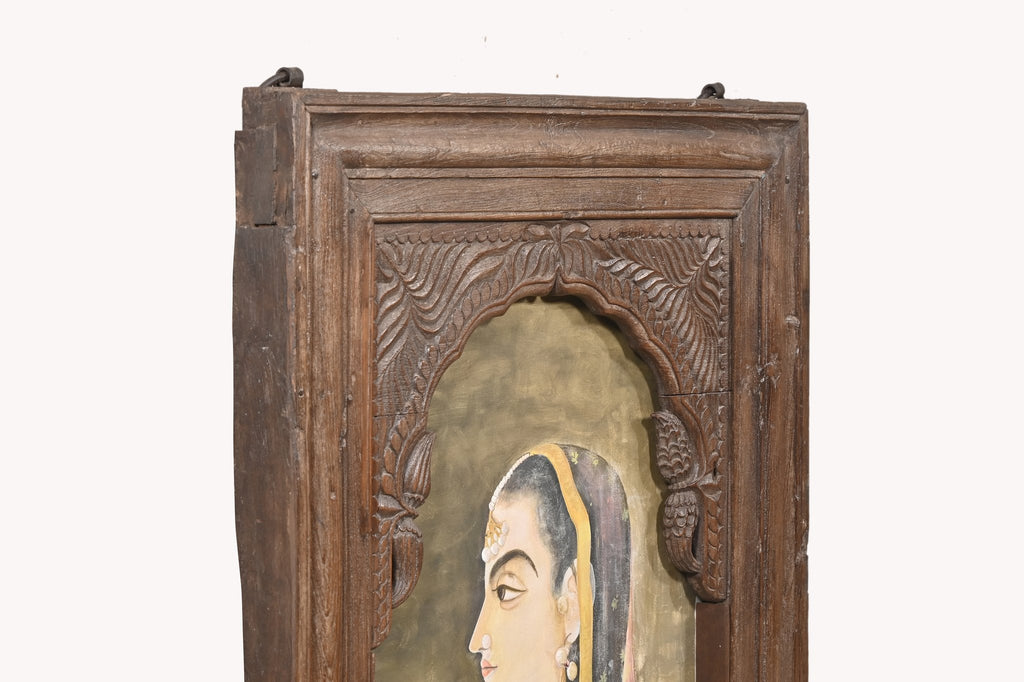 Hand-Painted Lady with Cup Wall Art
