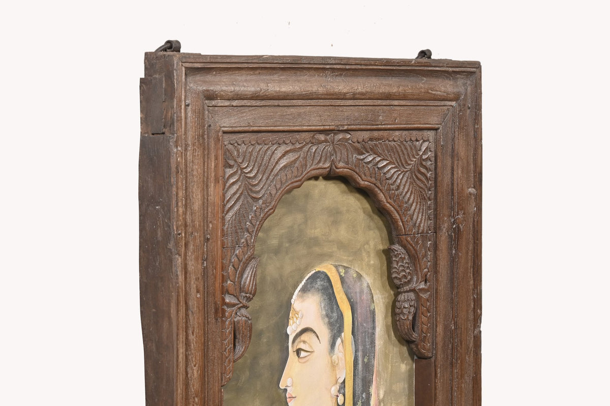 Hand-Painted Lady with Cup Wall Art