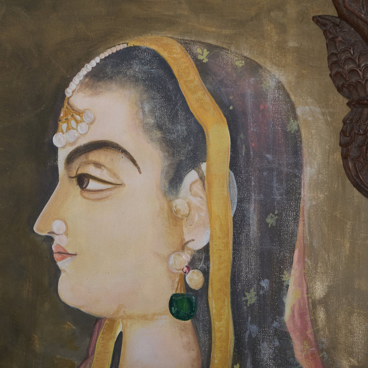 Hand-Painted Lady with Cup Wall Art
