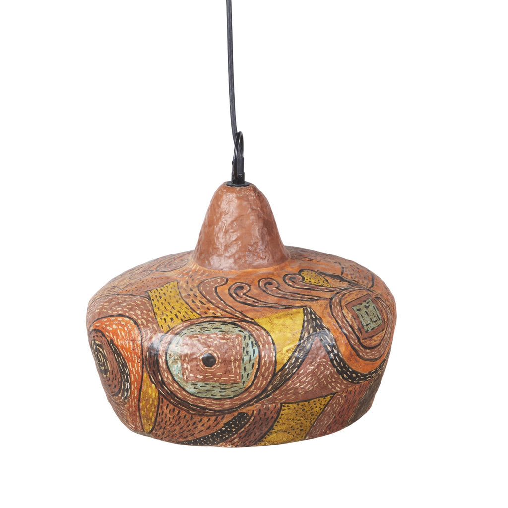 Hand-Painted Paper Mache Pendant Light by Studio Vastu