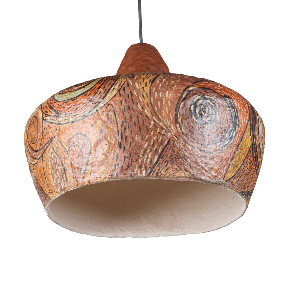 Hand-Painted Paper Mache Pendant Light by Studio Vastu