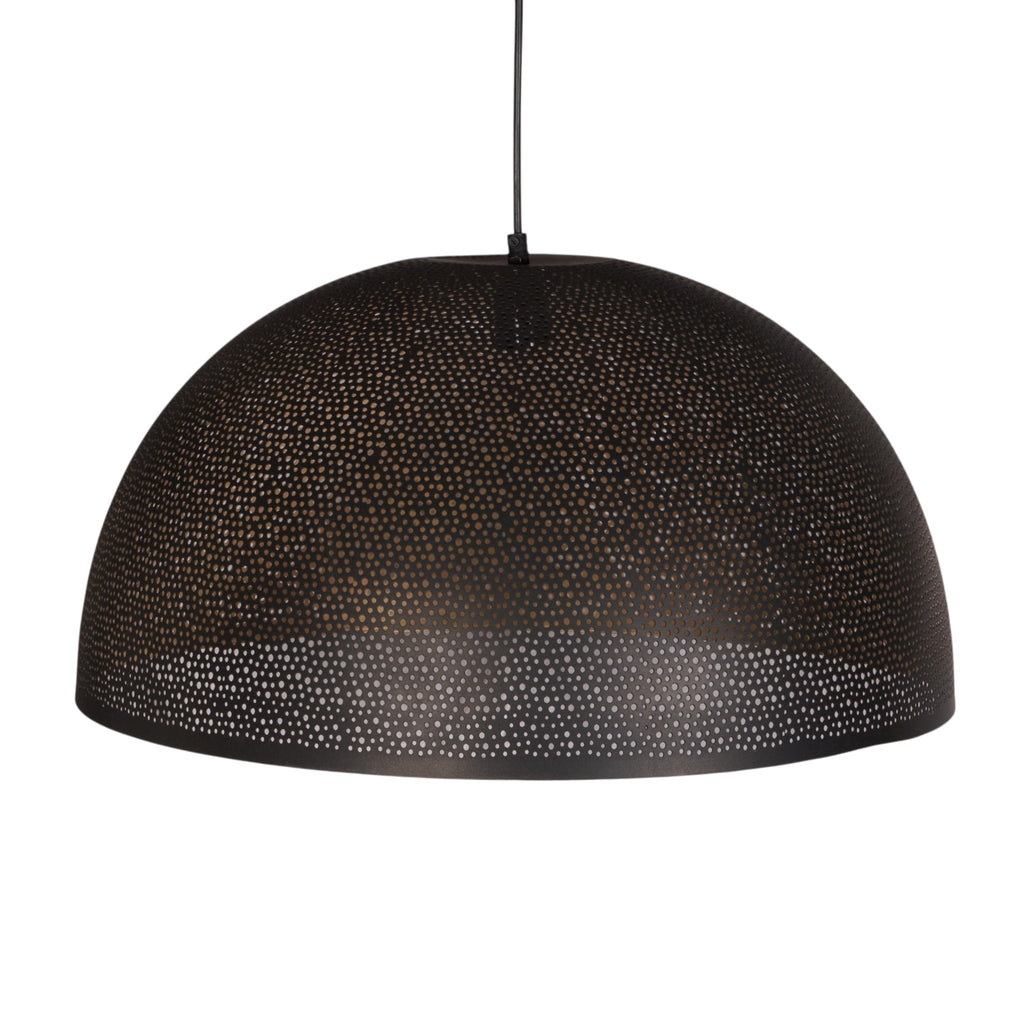Hand-Punched Black Iron Dome Pendant by Studio Vastu
