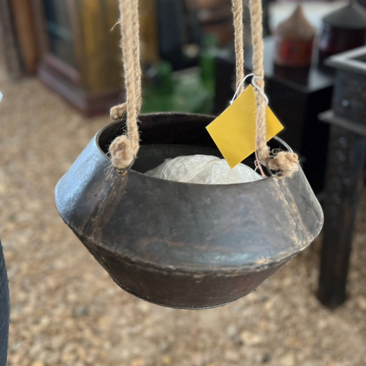 Hanging Metal Vessel Planter by Studio Vastu