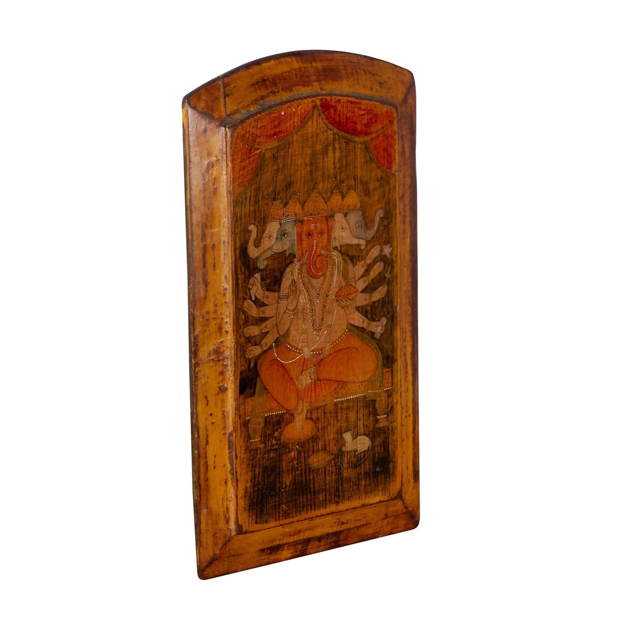 Heramba Ganesha Painted Wood Panel by Studio Vastu