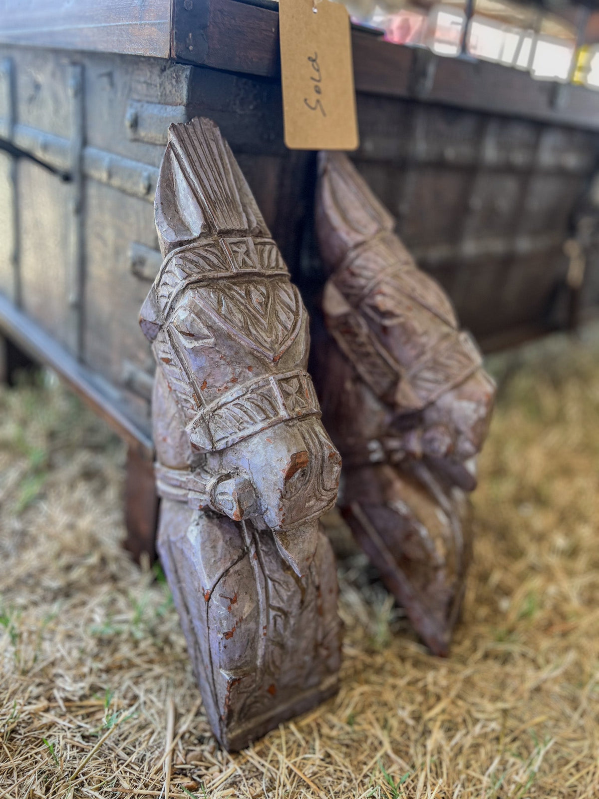Horse Head Teak Wall Carvings by Studio Vastu