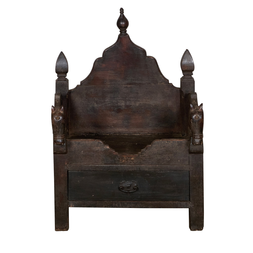 Horse-Motif Wood Singhasan Throne by Studio Vastu