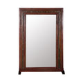 Iron-Studded Carved Wood Floor Mirror by Studio Vastu