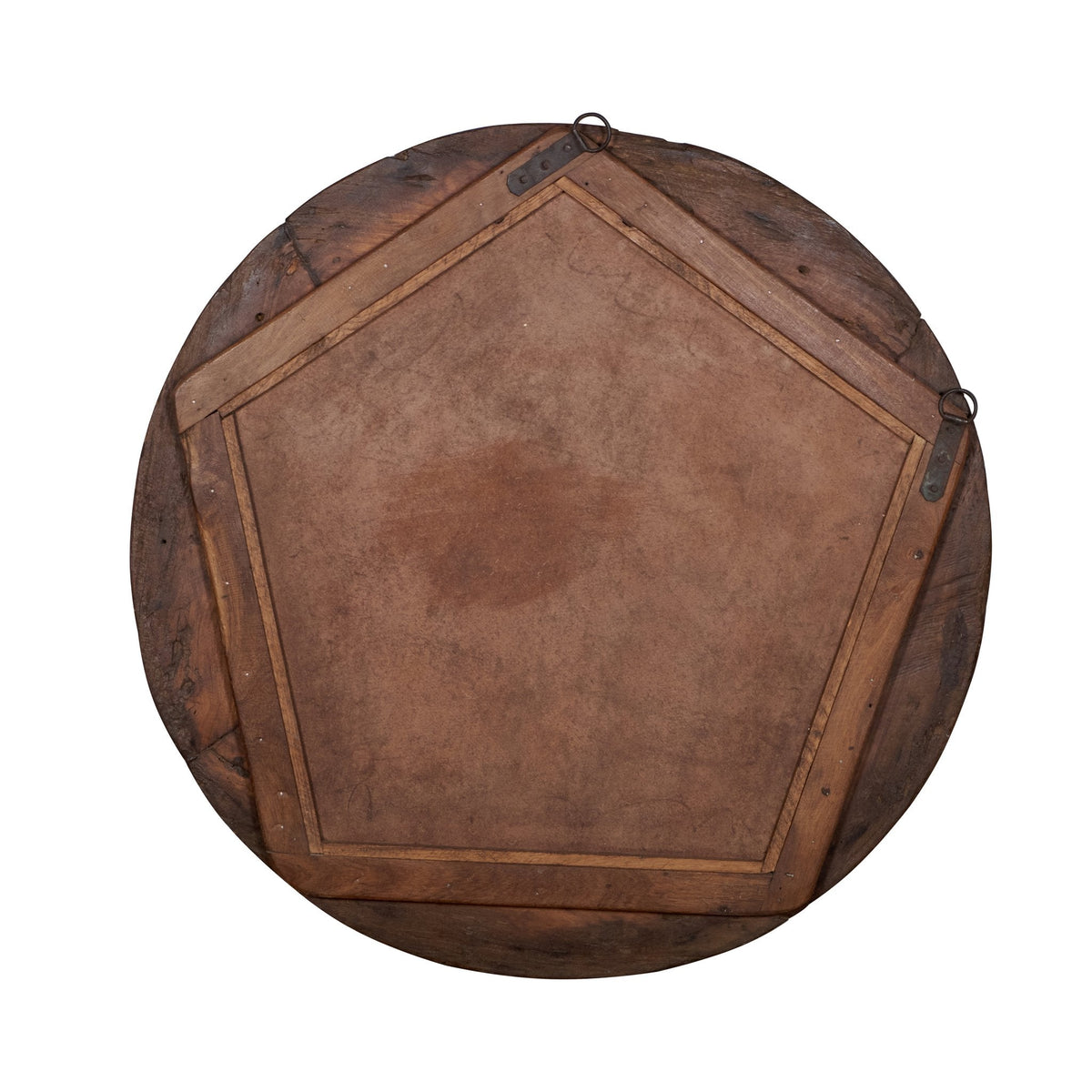 Iron-Studded Vintage Reclaimed Wooden Wheel Mirror by Studio Vastu