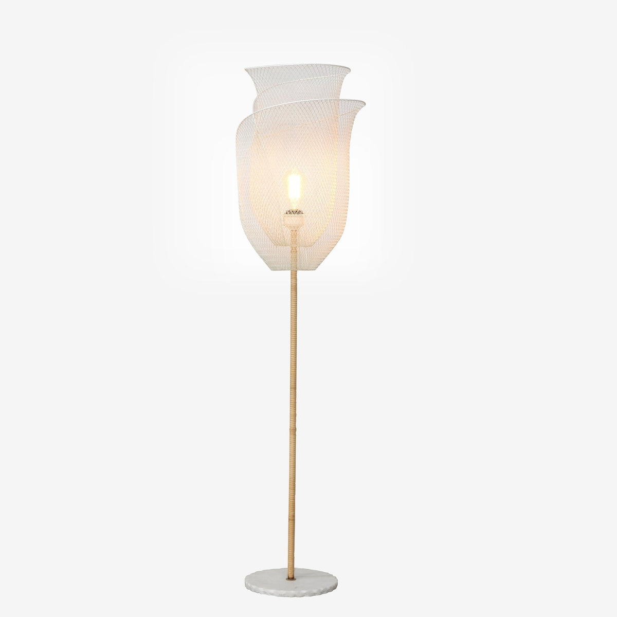 Lily Petal Cane & Marble Floor Lamp by Studio Vastu
