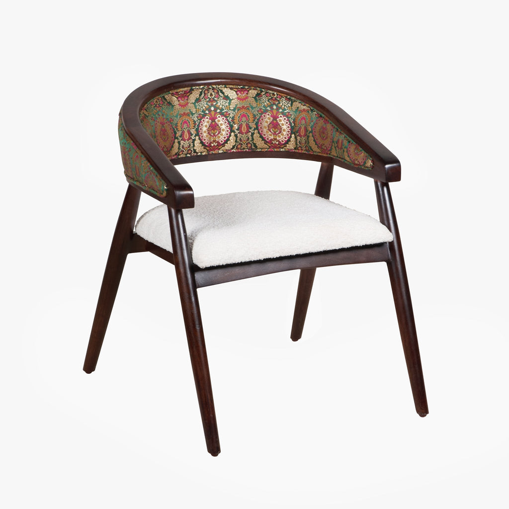 Mango Wood Bouclé and Tapestry Chair by Studio Vastu