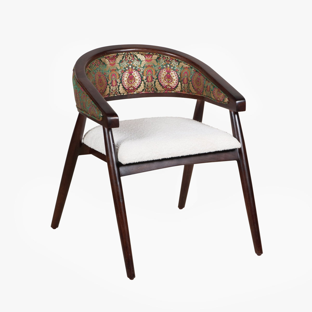 Mango Wood Bouclé and Tapestry Chair by Studio Vastu