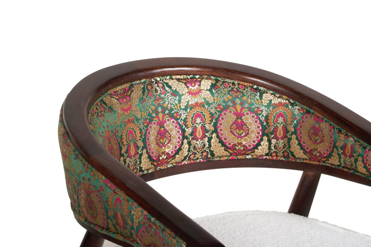 Mango Wood Bouclé and Tapestry Chair by Studio Vastu