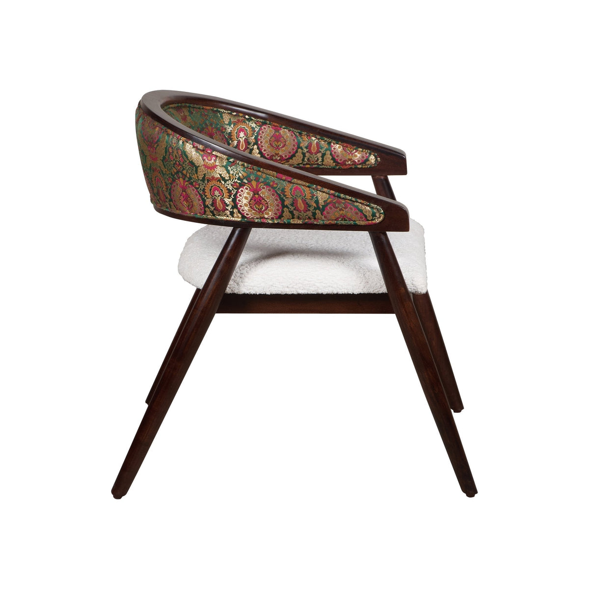 Mango Wood Bouclé and Tapestry Chair by Studio Vastu