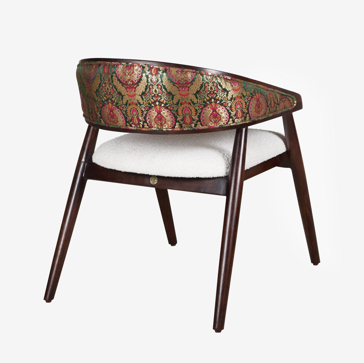 Mango Wood Bouclé and Tapestry Chair by Studio Vastu