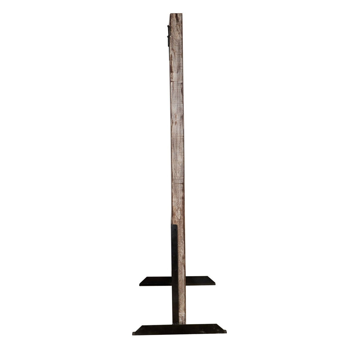 Medallion Carved Whitewashed Wood Floor Mirror by Studio Vastu