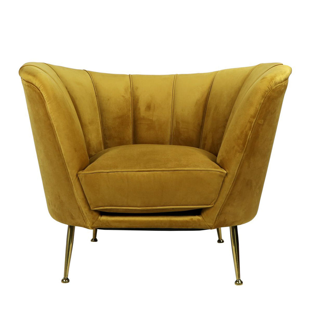 Mustard Velvet Channel-Tufted Conrad Tub Chair by Studio Vastu