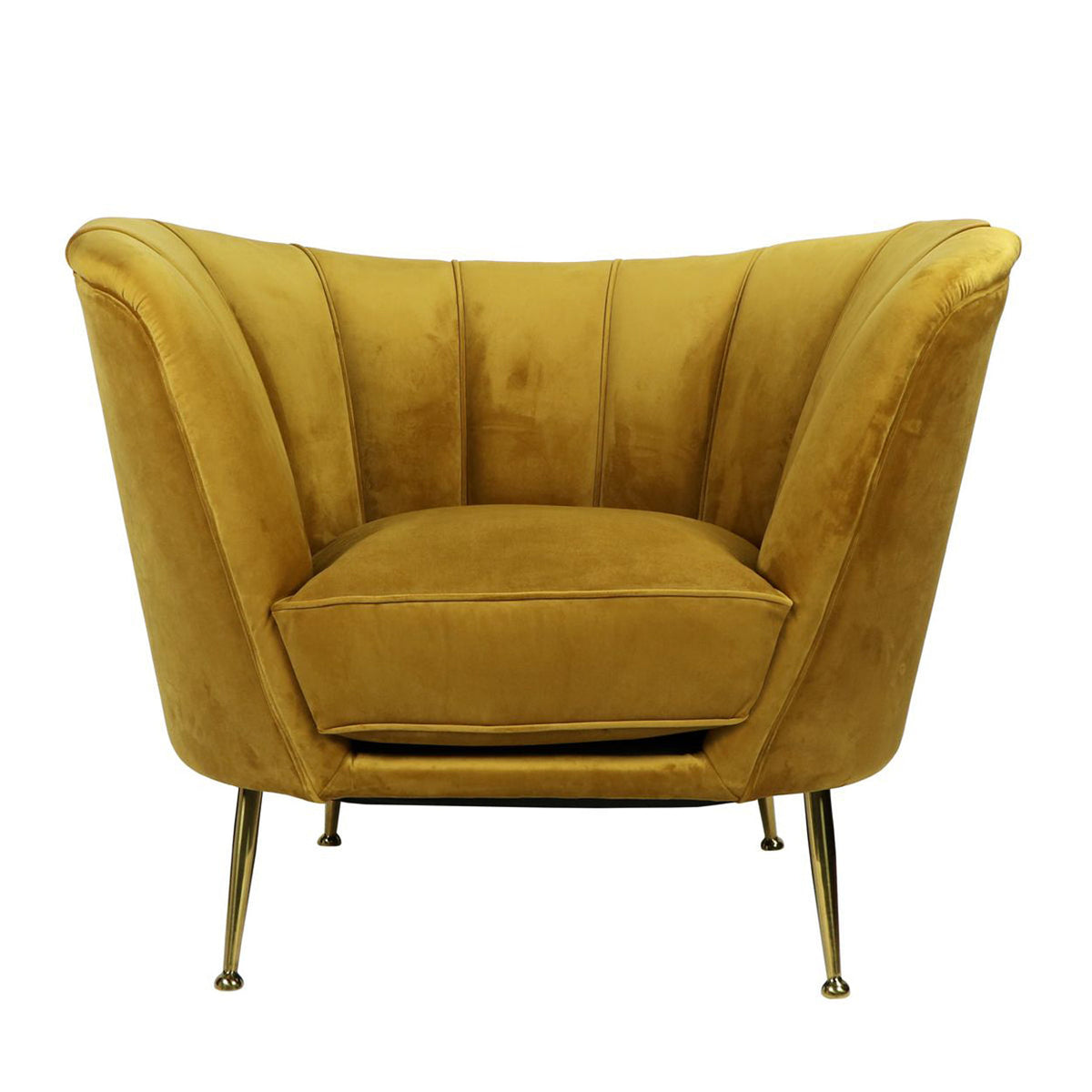 Mustard Velvet Channel-Tufted Conrad Tub Chair by Studio Vastu