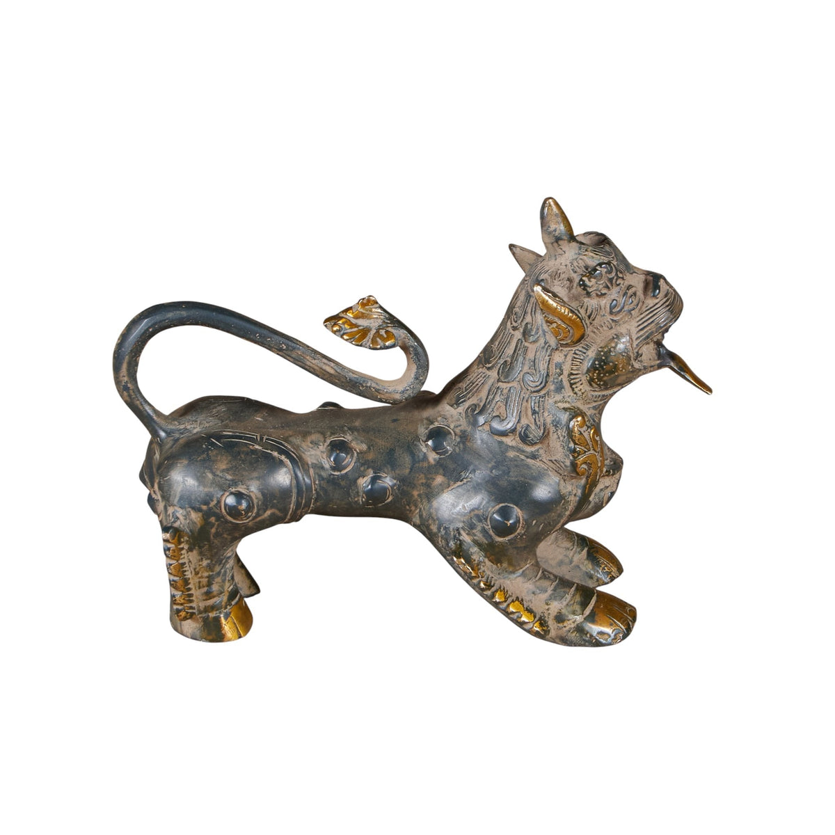 Mythological Brass Lion Figurine by Studio Vastu
