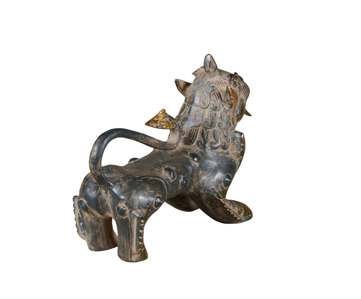 Mythological Brass Lion Figurine by Studio Vastu