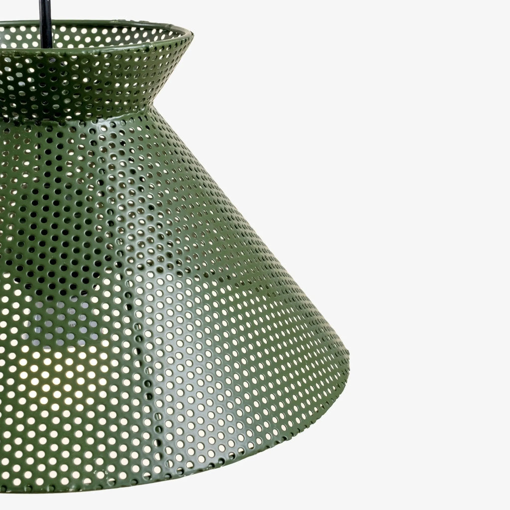 Olive Green Perforated Steel Pendant Light by Studio Vastu