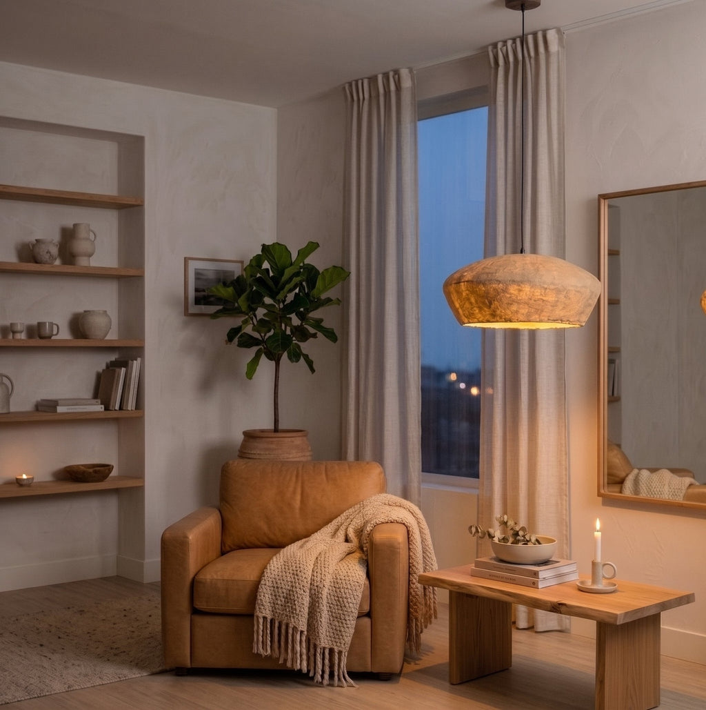Paper Mache Dome Pendant Light by Studio Vastu
