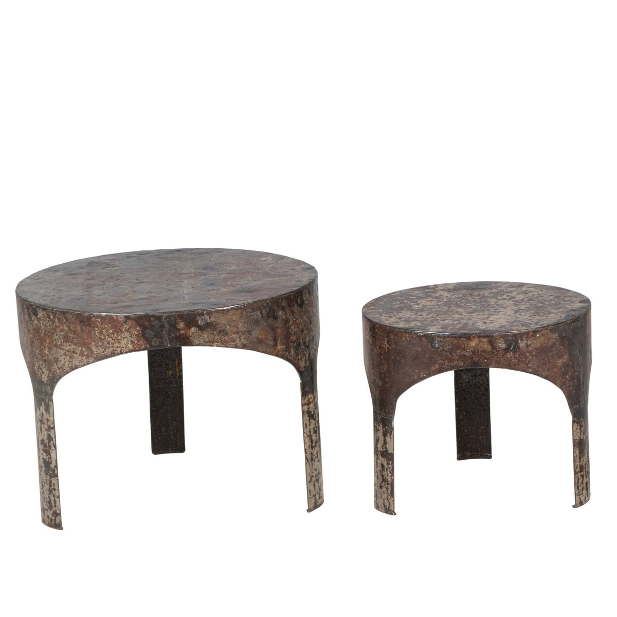 Patinated Iron Nesting Side Tables by Studio Vastu