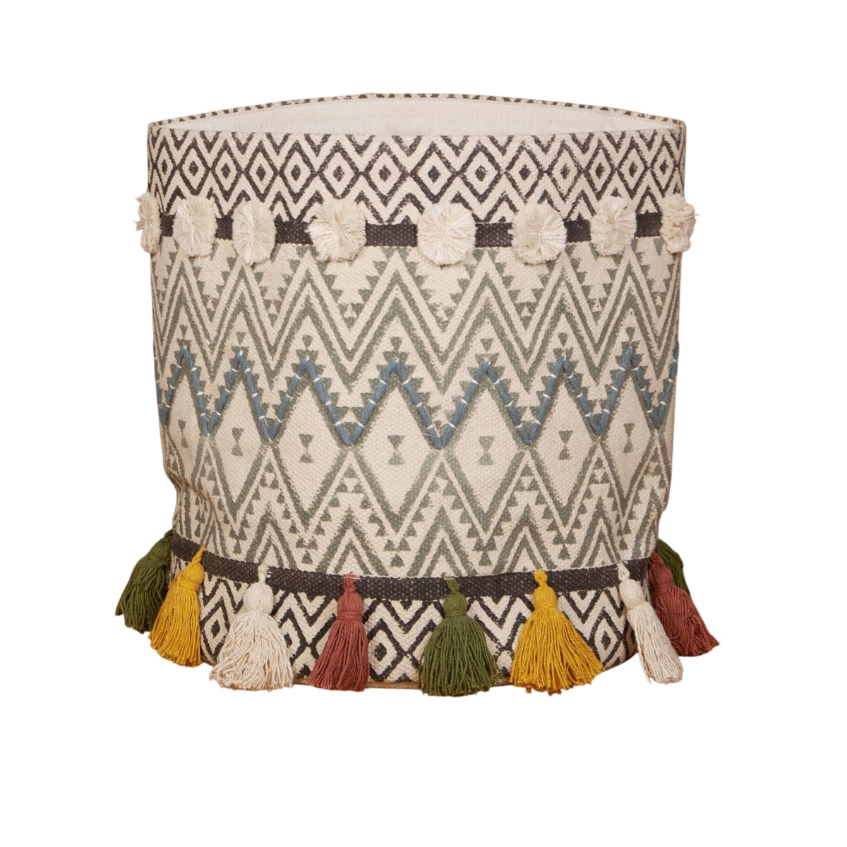 Patterned Cotton Tassel Basket by Studio Vastu