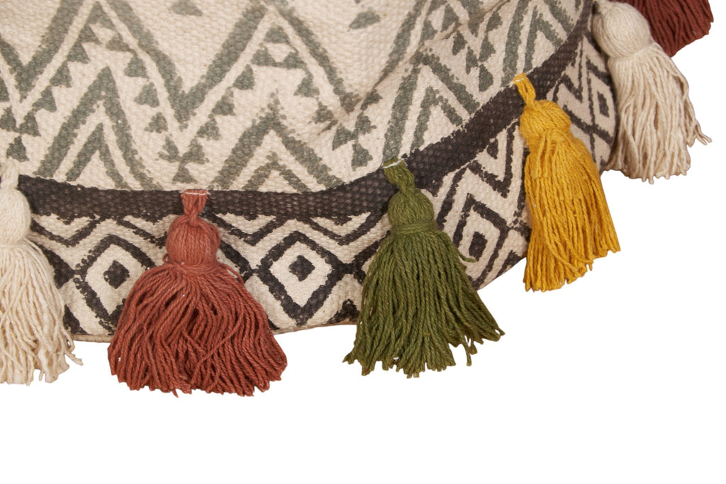 Patterned Cotton Tassel Basket by Studio Vastu