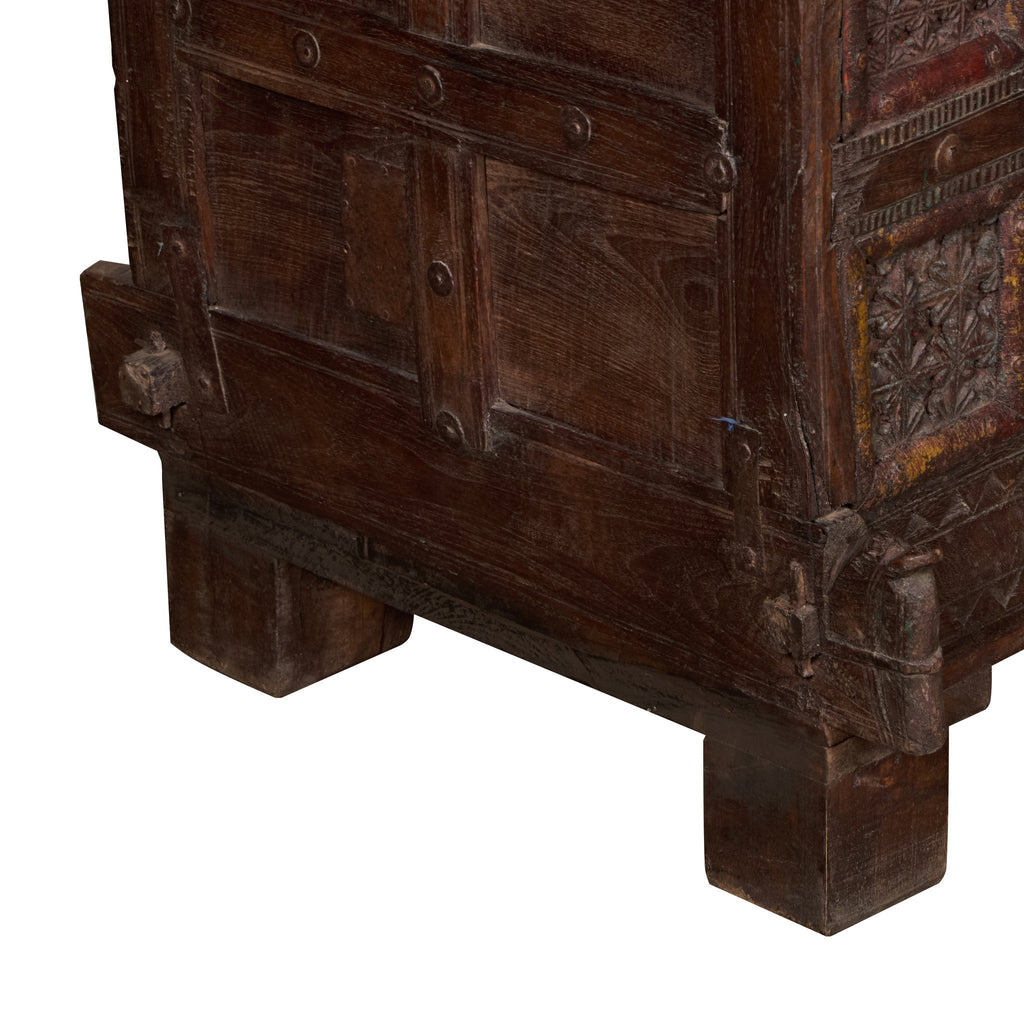 Peacock Carved Vintage Damchiya Chest by Studio Vastu