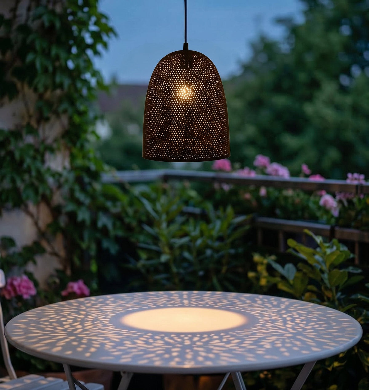 Perforated Iron Dome Pendant Light by Studio Vastu