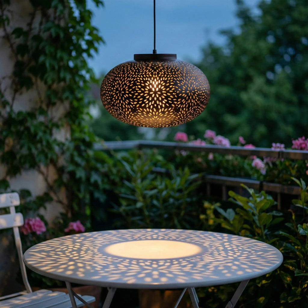 Perforated Steel Gold-Lined Pendant by Studio Vastu