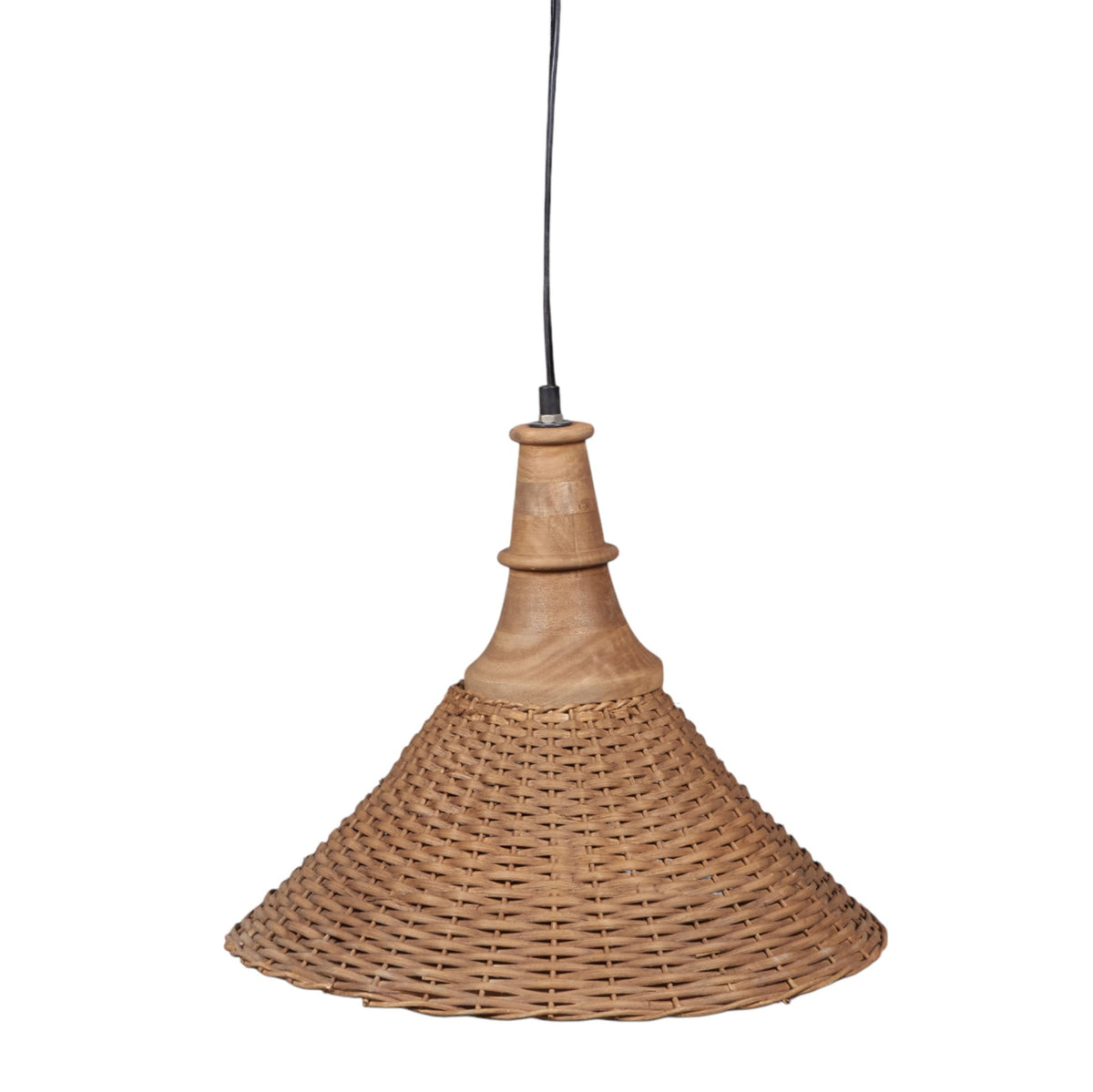 Rattan and Mango Wood Pendant Light by Studio Vastu
