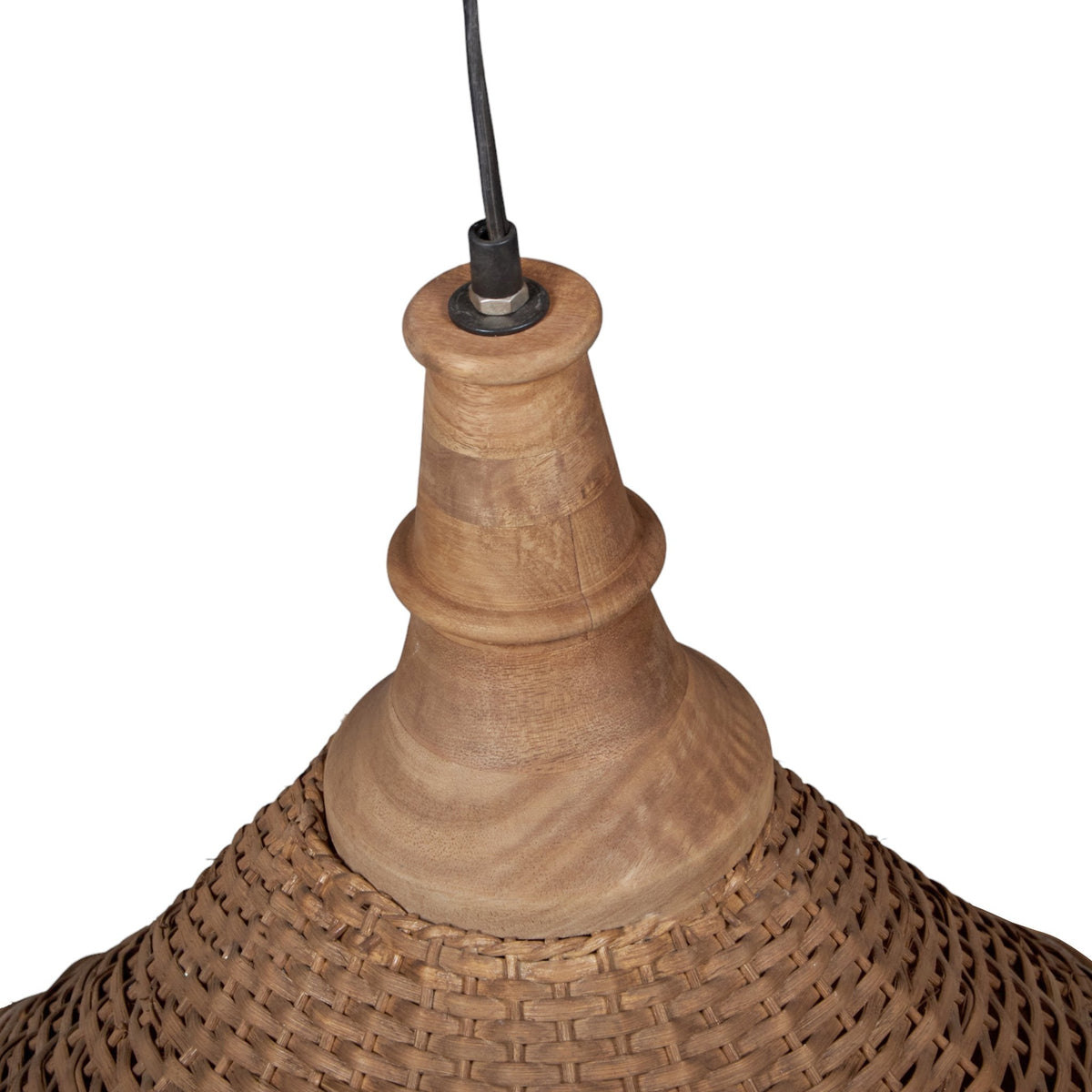 Rattan and Mango Wood Pendant Light by Studio Vastu