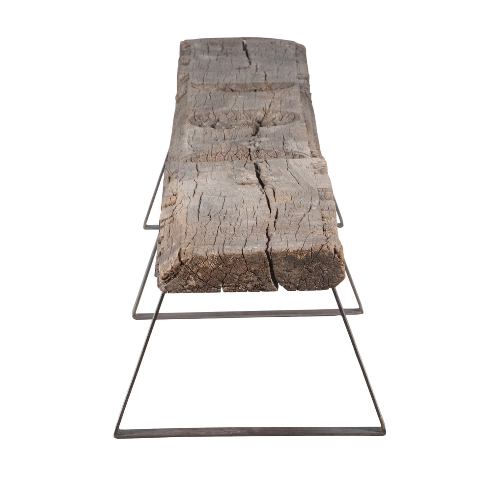 Reclaimed Teak Beam Bench with Iron Legs by Studio Vastu