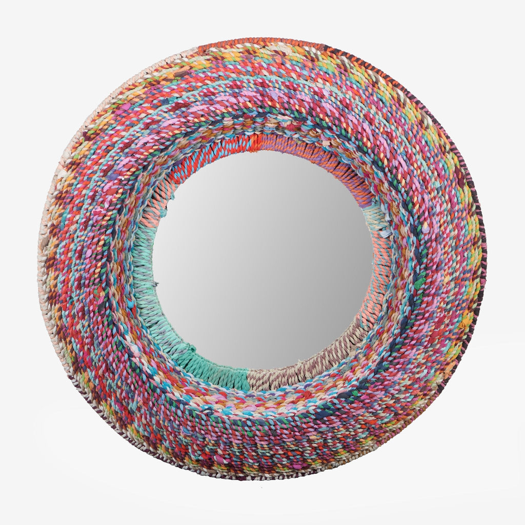 Recycled Fabric Braided Round Mirror by Studio Vastu