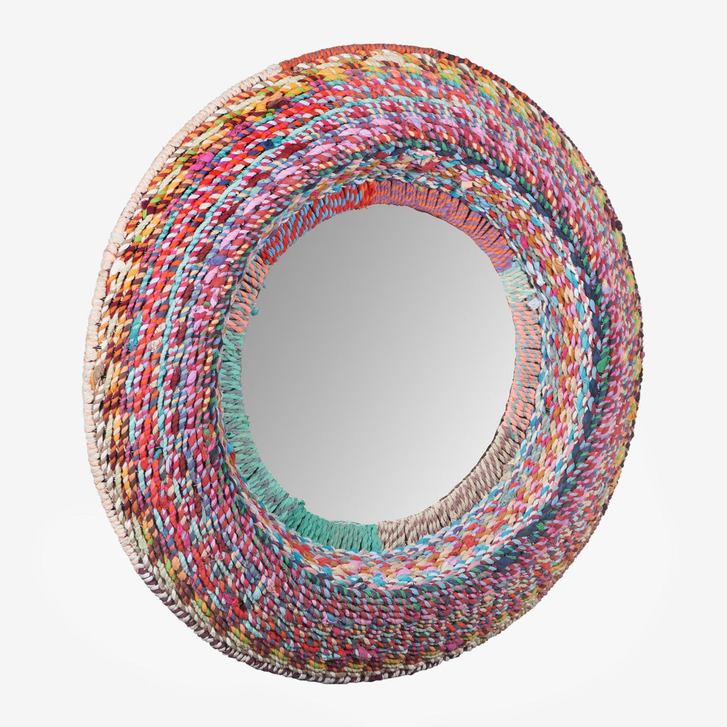 Recycled Fabric Braided Round Mirror by Studio Vastu