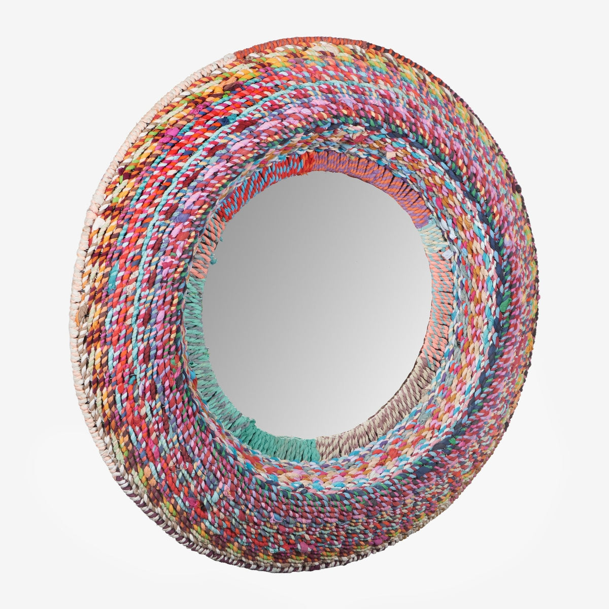 Recycled Fabric Braided Round Mirror by Studio Vastu