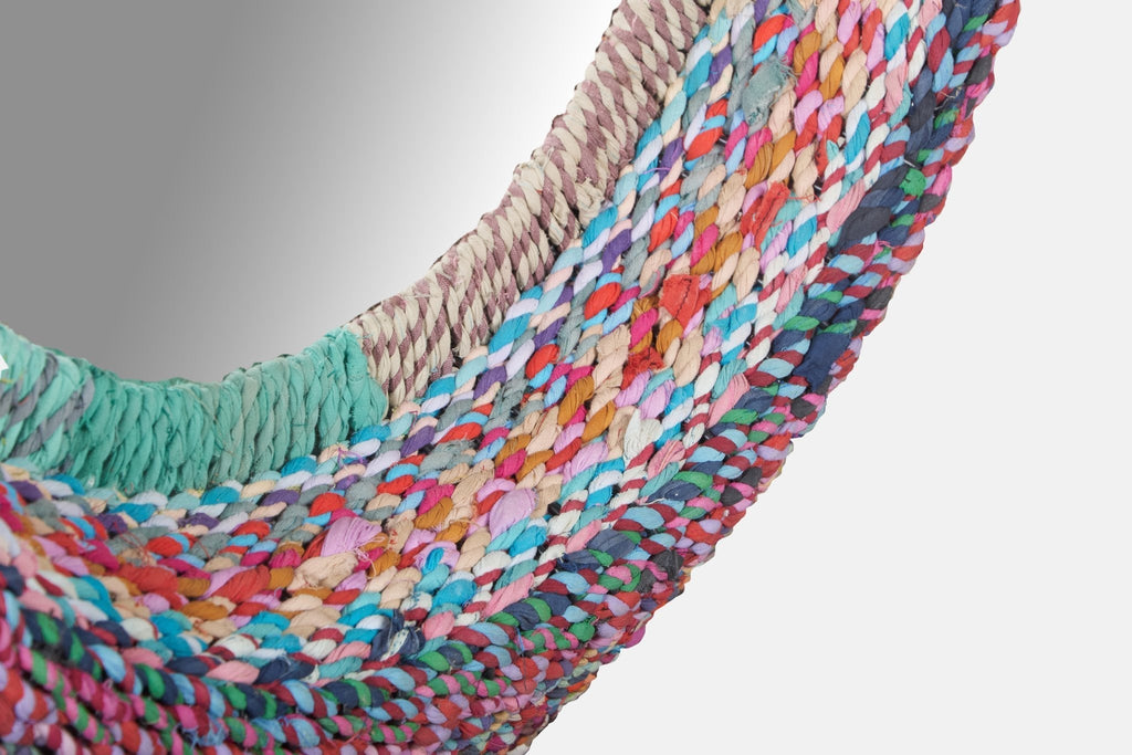 Recycled Fabric Braided Round Mirror by Studio Vastu