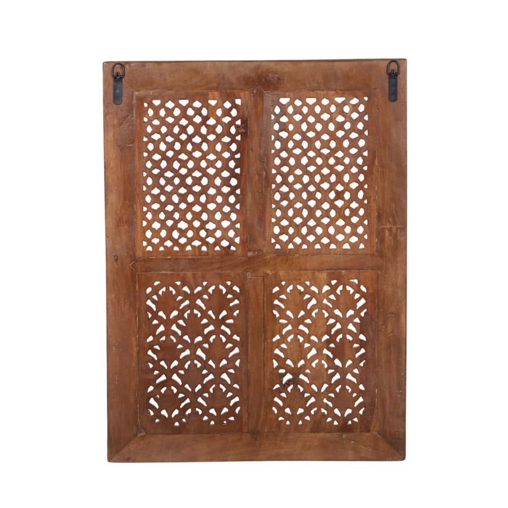 Red Carved Wood Jali Wall Panel by Studio Vastu