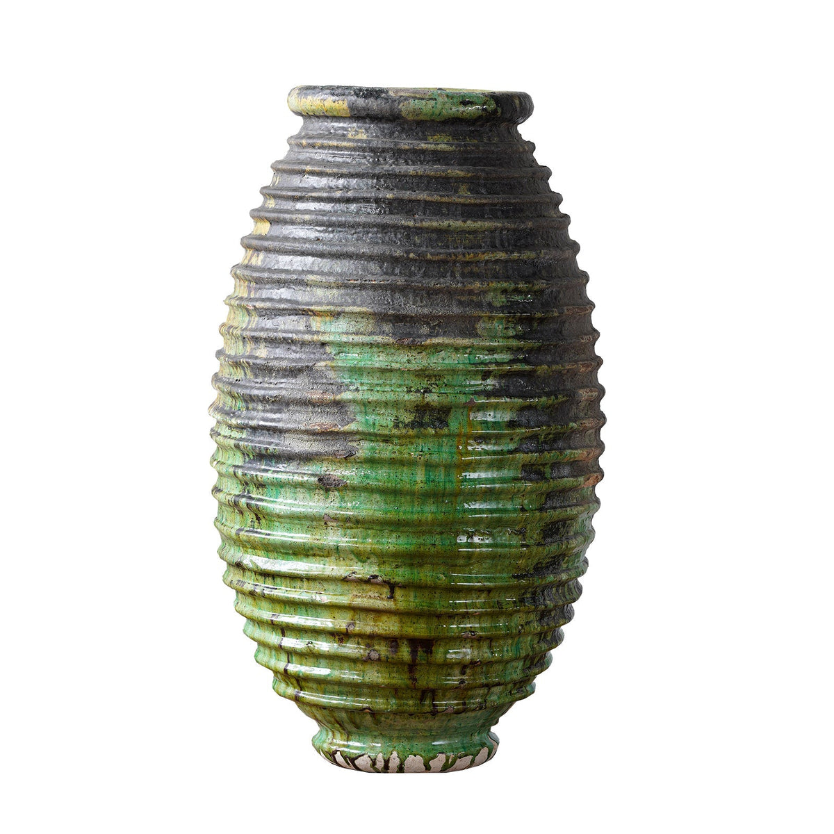Ribbed Green Clay Oil Jar, Medium by Studio Vastu