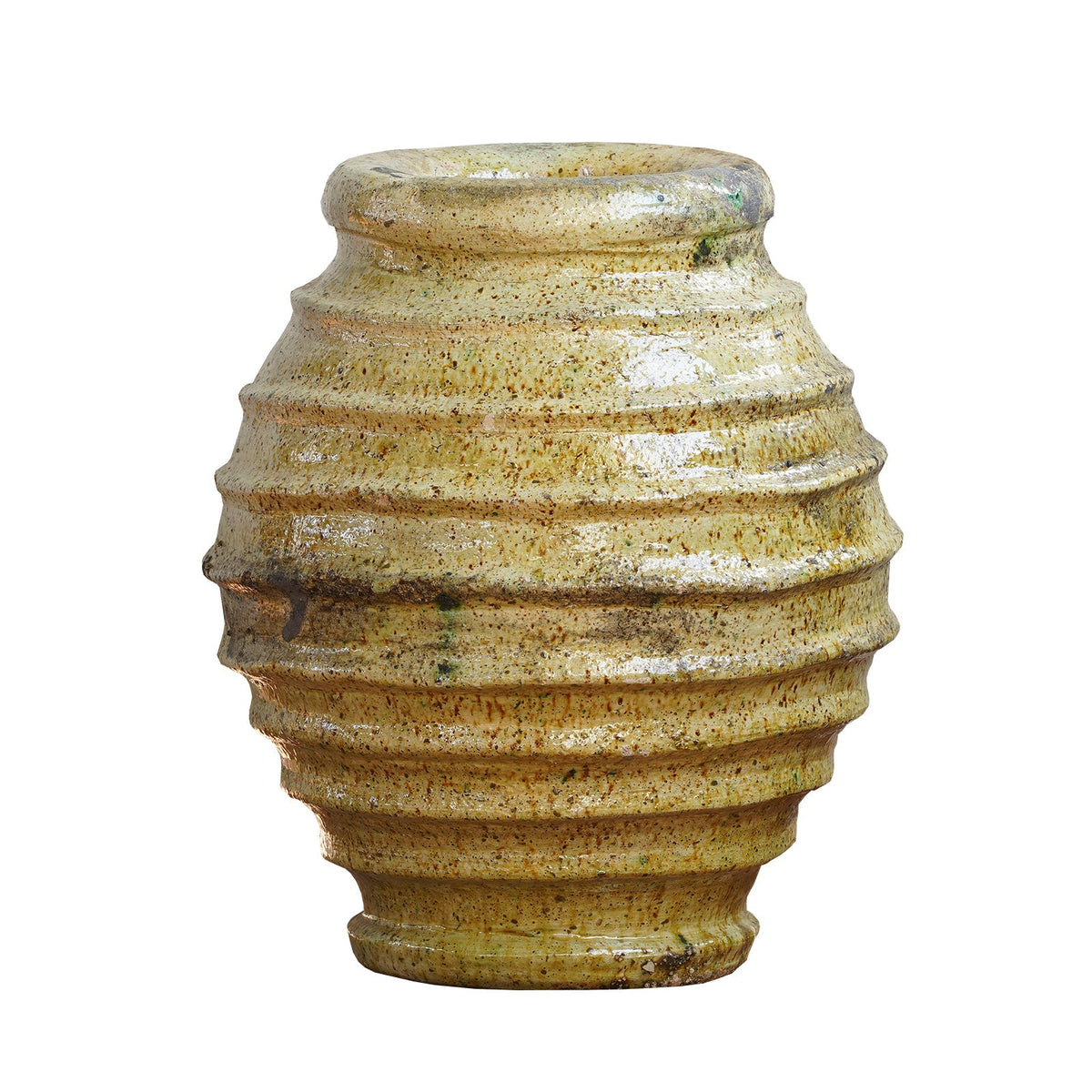 Ribbed Mustard Clay Oil Jar - Medium by Studio Vastu