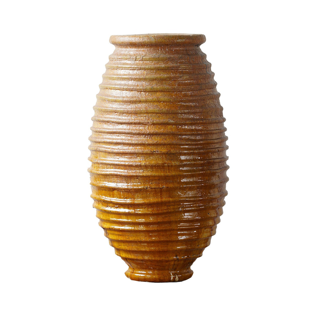 Ribbed Mustard Clay Oil Jar - Medium by Studio Vastu