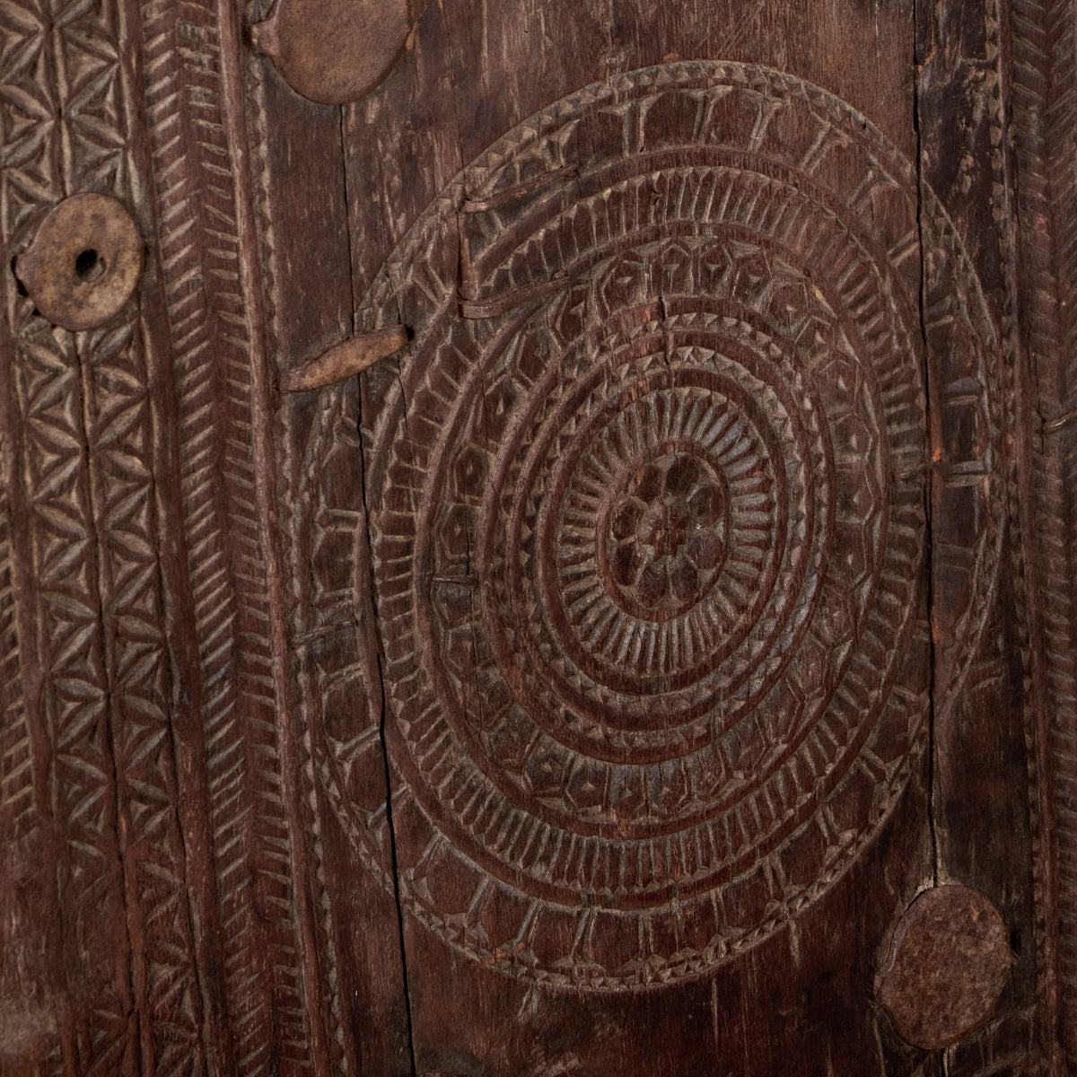 Rosette Carved Vintage Wood Panel by Studio Vastu