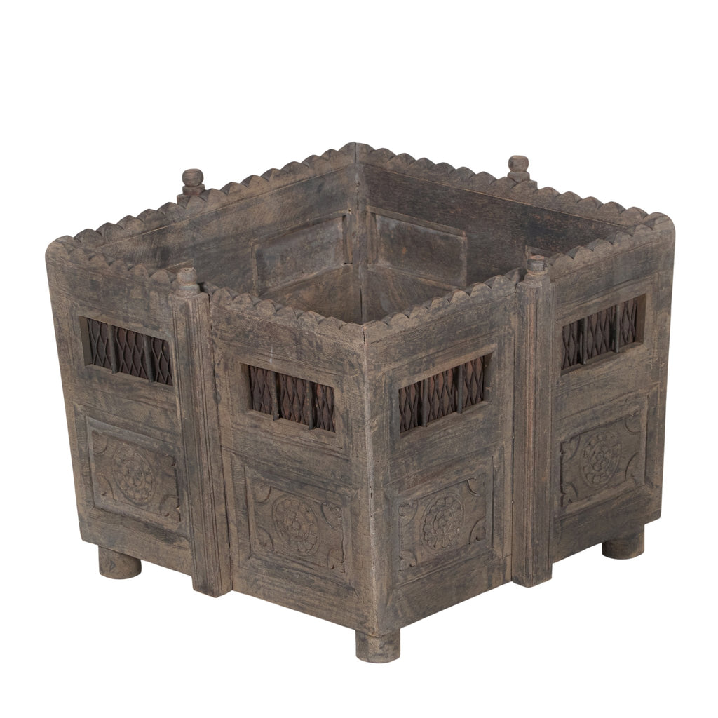 Scalloped Jali Wooden Planter by Studio Vastu