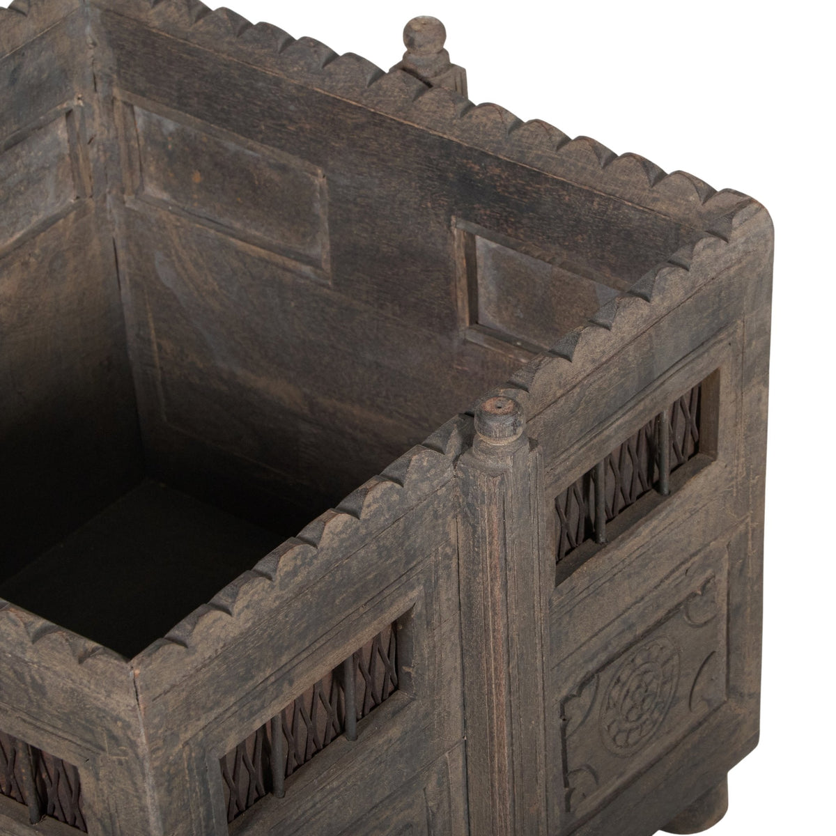Scalloped Jali Wooden Planter by Studio Vastu